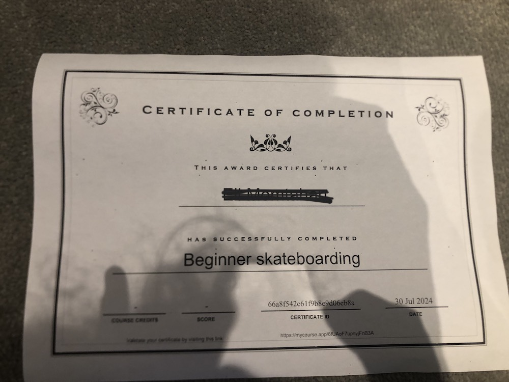 beginner skateboarding certification